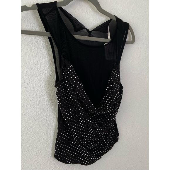 Free People Mirrorball Crop Tank Top Cowl Mesh Crystal Embellished Black Size XS - Picture 3 of 13